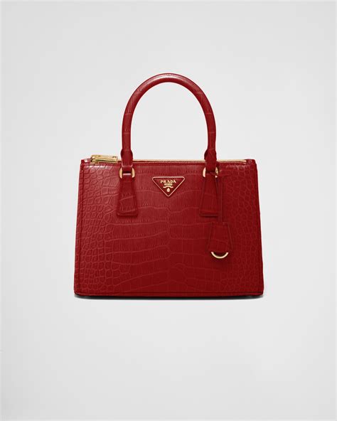 prada 1ba863 galleria red|Fiery Red Medium Prada Galleria Crocodile Leather Bag .